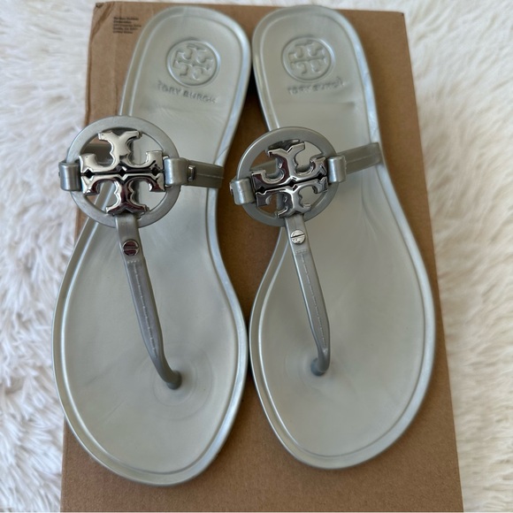 Tory Burch Shoes - Tory Burch Mini Miller Metallic Silver Jelly Thong Sandals Size: 5